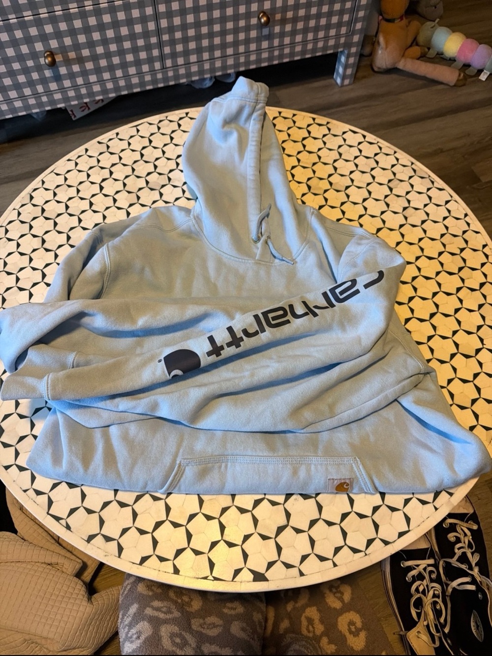 Carhartt Light Blue Crewneck Hoodie with Sleeve Logo